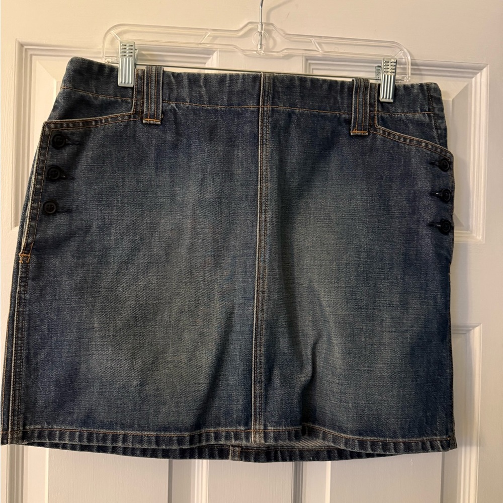 J. Crew Dark Blue Mini Jean Shirt with Button Detail